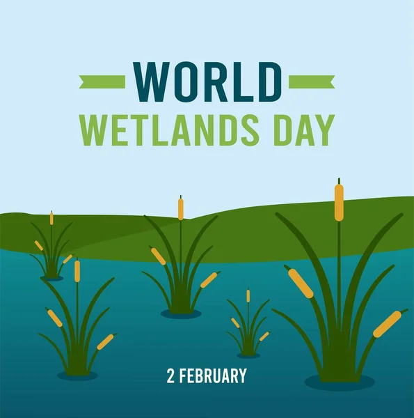 World Wetlands Day Vector Illustratie Geschikt Voor Wenskaart Poster Banner — Stockvector