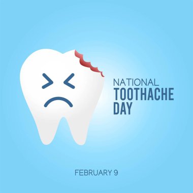 Ulusal Diş Ağrısı Günü Vektör İllüstrasyonu. Tebrik kartı afişi ve afişi için uygun