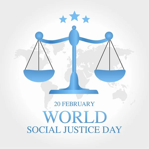 Dünya Sosyal Adalet Günü Vektör Llüstrasyonu Tebrik Kartı Poster Bayrak — Stok Vektör