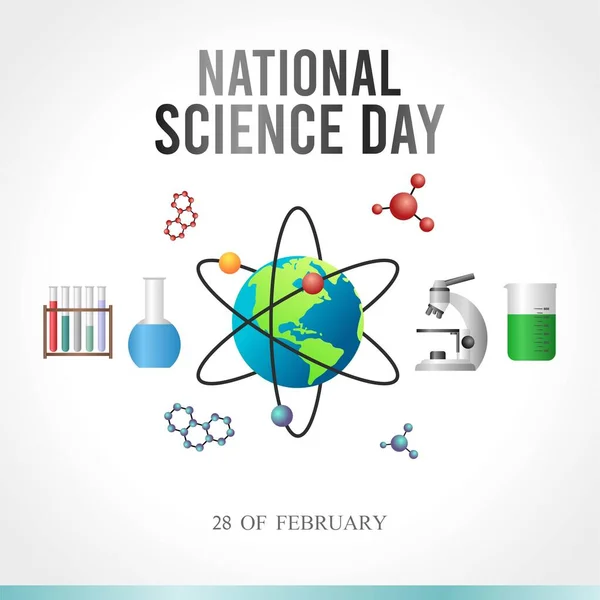 Día Nacional Ciencia Vector Ilustración Adecuado Para Tarjetas Felicitación Carteles — Vector de stock