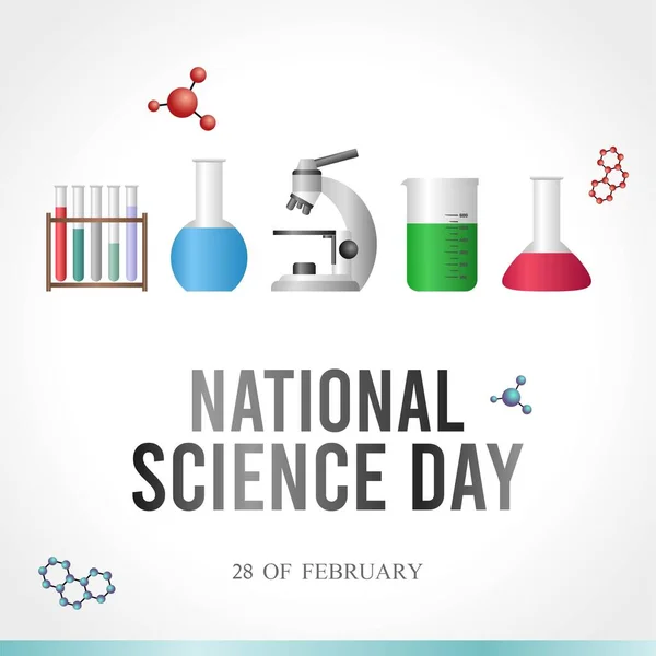 Nationale Wetenschapsdag Vector Illustratie Geschikt Voor Wenskaart Poster Banner — Stockvector