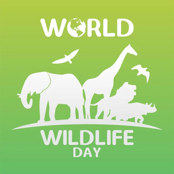 World Wildlife Day Vector Illustration Підходить Вітання Карти Плакату Банера — стоковий вектор