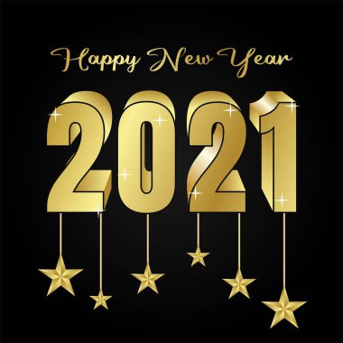 Mutlu yıllar 2021 Vektör İllüstrasyonu. Tebrik kartı afişi ve afişi için uygun.