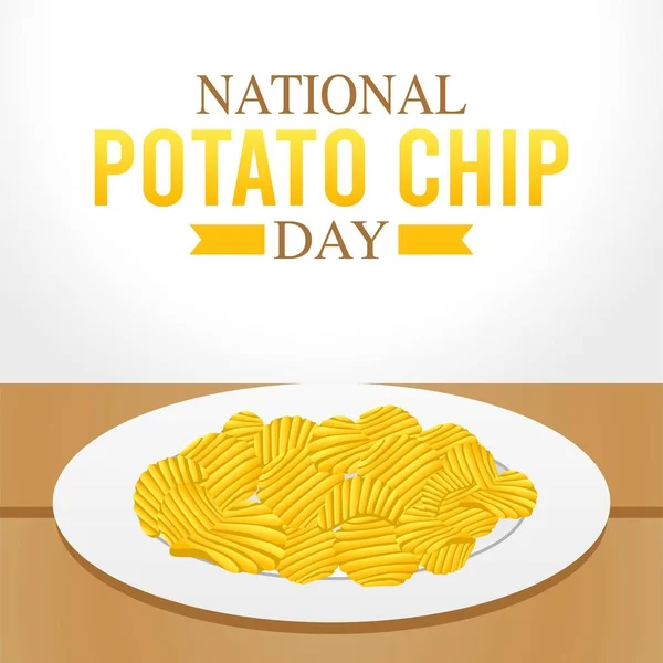 Nationale Aardappel Chip Dag Vector Illustratie Geschikt Voor Wenskaart Poster — Stockvector