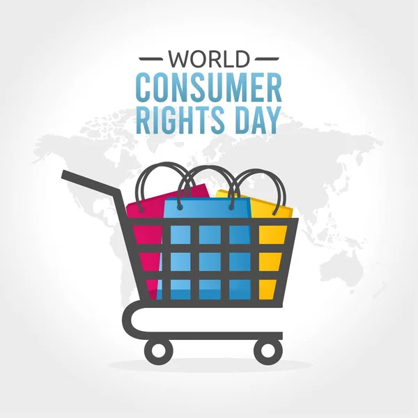 Dünya Tüketici Hakları Günü Vektör Llüstrasyonu Tebrik Kartı Afişi Afişi — Stok Vektör