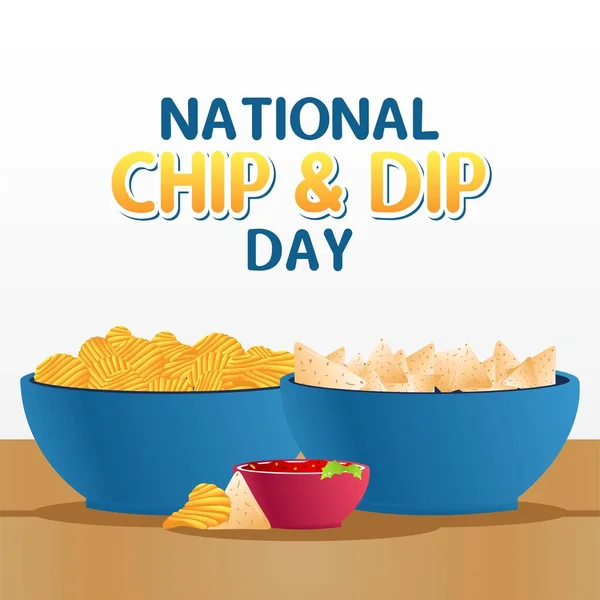 National Chip Dip Day Vector Illustration Inglés Conveniente Para Cartel — Vector de stock