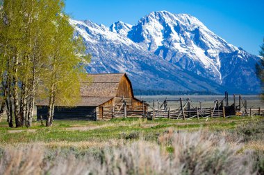 John Moulton Barn, Mormon Row Tarihi Bölgesi Grand Teton Ulusal Parkı, Wyomin, yatay