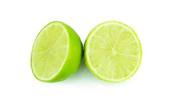Cunha Fresca Madura Citrinos Limão Verde Isolada Sobre Fundo Branco — Fotografia de Stock