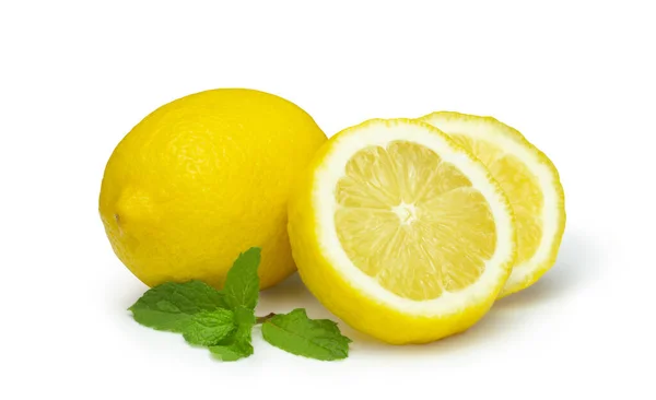 Coin Frais Mûr Agrumes Citron Isolé Sur Fond Blanc Avec — Photo