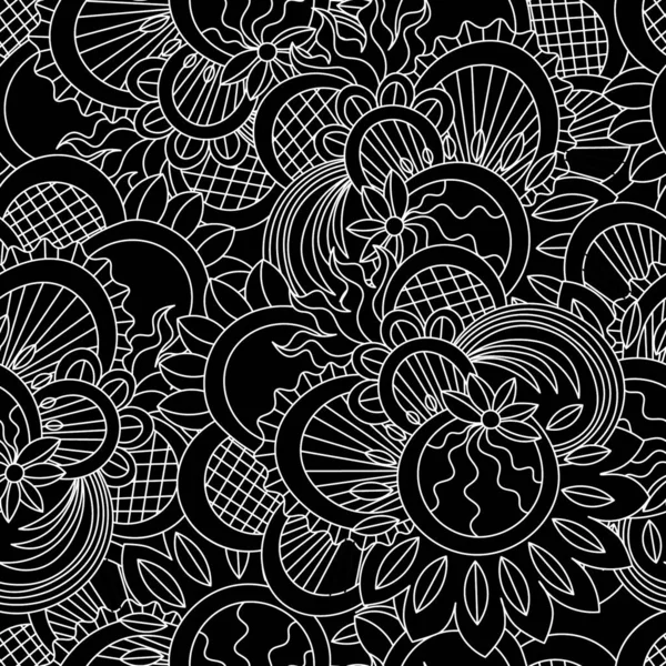 Weiße Kreise Mit Blumen Nahtlosem Muster — Stockvektor