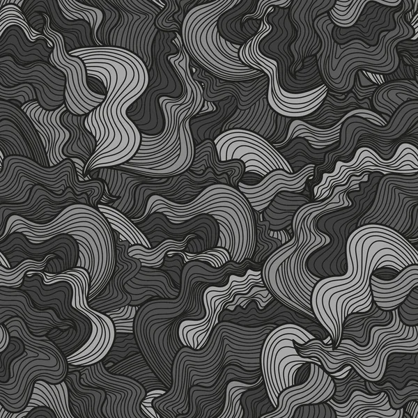 Monochrome Waves Seamless Pattern — Stock Vector