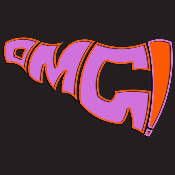 Aman Tanrım, kısaltma. Hacim hatları olan eşsiz açısal harfler. Çıkartmalara, posterlere, tişörtlere yazı yazmak için izole edilmiş vektör harfleri