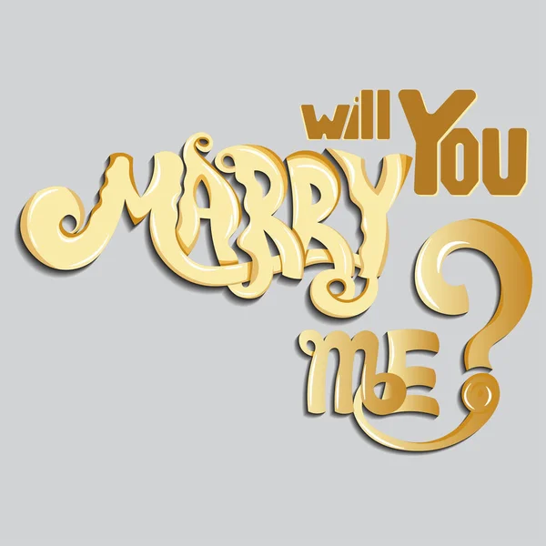 You Marry Phrase Unique Golden Gradient Letters Highlights Shadows Isolated — Stock Vector