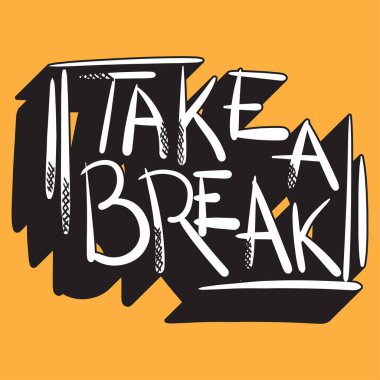 Benzersiz el yazması harflerle siyah beyaz bir ara verin. Çıkartmalara, posterlere, tişörtlere yazı yazmak için izole edilmiş stil çizimleri