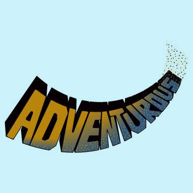 Eşsiz el yazısıyla yazılmış, gradyan, gölge ve girdaplı maceraperest harfler. Çıkartmalara, posterlere, tişörtlere yazı yazmak için izole edilmiş parlak çizimler