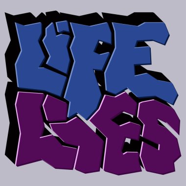 Hayat, izole bir bileşimde eşsiz açısal harflerle yazılıdır. Etiketlere, posterlere, tişörtlere yazdırmak için parlak desen