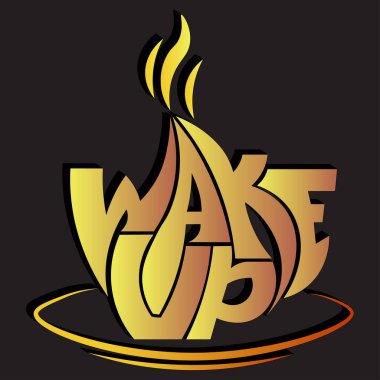 Gradyan vektörde kahve fincanı ve fincan tabağı şeklinde 