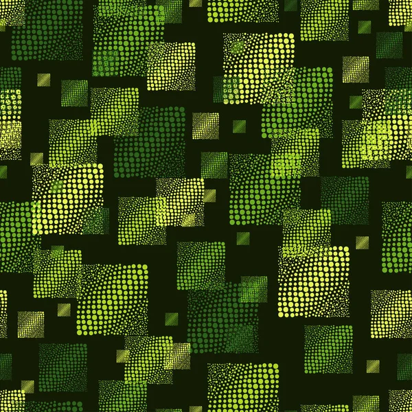 Çapraz yöndeki noktalar tarafından çizilen yeşil karelerin kusursuz vektör soyut deseni