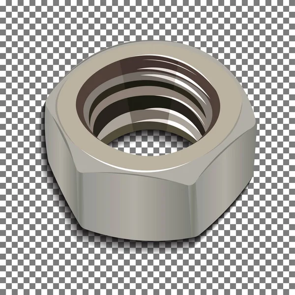 Vektordarstellung Einer Sechskantmetallmutter Isoliertes Objekt Mit Schatten — Stockvektor