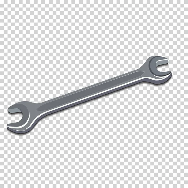 Metalik İngiliz anahtarının gümüş renkli vektör çizimi. gölgeli izole vektör nesnesi