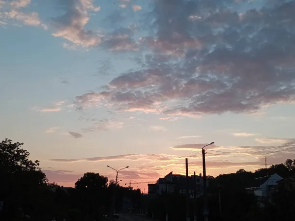 Puesta Sol Cielo Azul Naranja — Foto de Stock