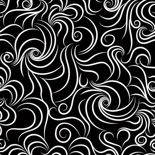 Siyah arkaplanda beyaz bukleli kusursuz vektör deseni