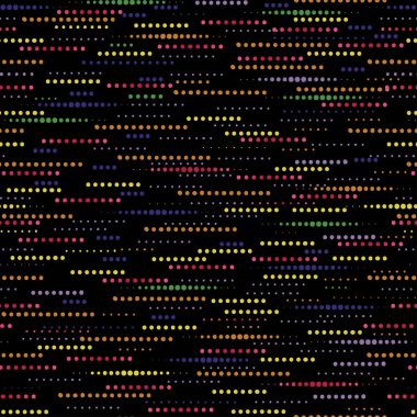 Yatay yönde parlak çok renkli noktalarla kusursuz vektör soyut deseni