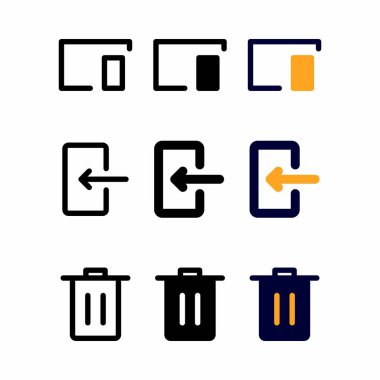 Sunum, pankart ve sosyal medya için üç biçimli simge seti eşleştiriliyor