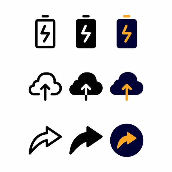 Charge Icon Set Met Drie Stijlen Voor Presentatie Banner Social — Stockvector