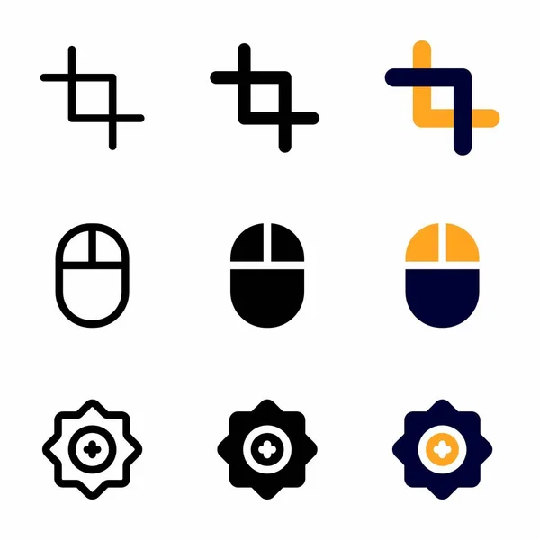 Crop Icon Set Mit Drei Stilen Für Präsentation Banner Und — Stockvektor