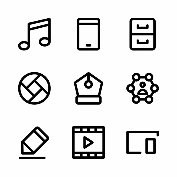 Benutzeroberflächen Icon Set Mit Umrissstil Für Präsentation Banner Und Soziale — Stockvektor
