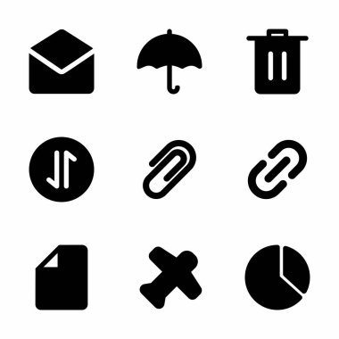 Sunum, pankart ve sosyal medya için kabartma biçimine sahip temel simge seti