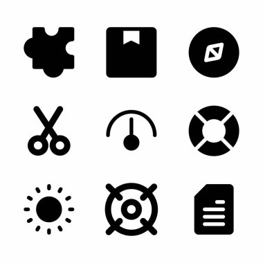 Poster ve sosyal medya için kabartma biçimine sahip temel simge seti