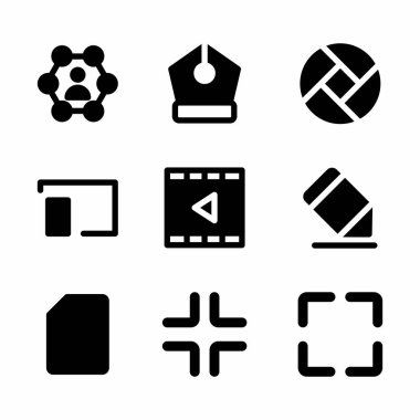 Poster ve sosyal medya için kabartma biçimine sahip temel simge seti