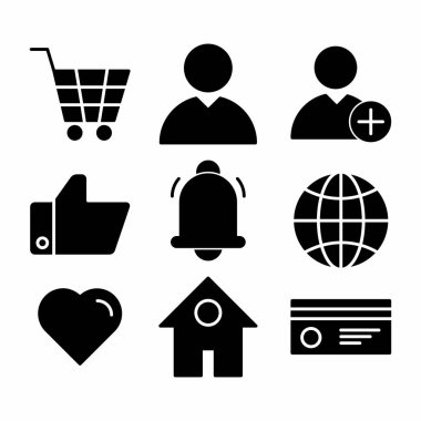 Sunum ve sosyal medya için kabartma biçimine sahip ticari simge seti