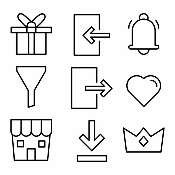 Handels Und Shopping Icon Set Mit Linienstil Für Präsentation Und — Stockvektor