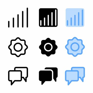 Web sitesi ve kullanıcı arayüzü için üç biçimli sinyal çubuğu simgesi