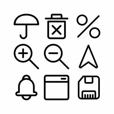 Web sitesi için ana hatlı arayüz simgesi seti