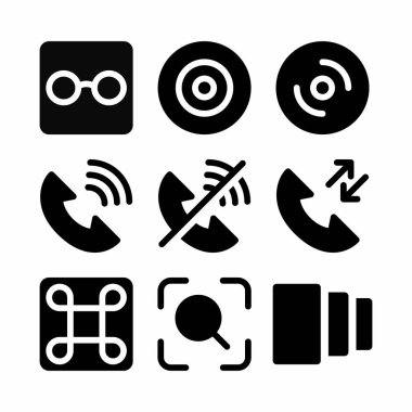 Sunum ve poster için kabartma biçimine sahip arayüz simgesi seti