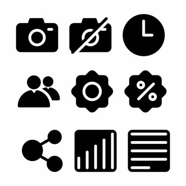 Sunum ve pankart için kabartma biçimine sahip arayüz simgesi seti