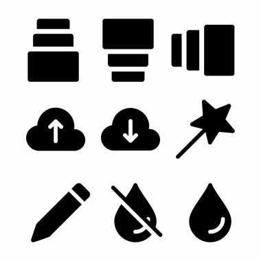 Web sitesi için kabartma biçimine sahip temel simge seti