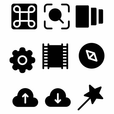 Web sitesi için kabartma biçimli temel simge seti