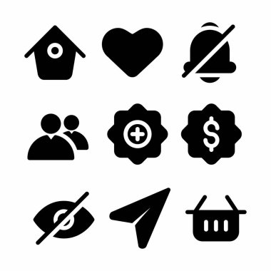 Sunum ve pankart için kabartma biçimine sahip temel simgeler