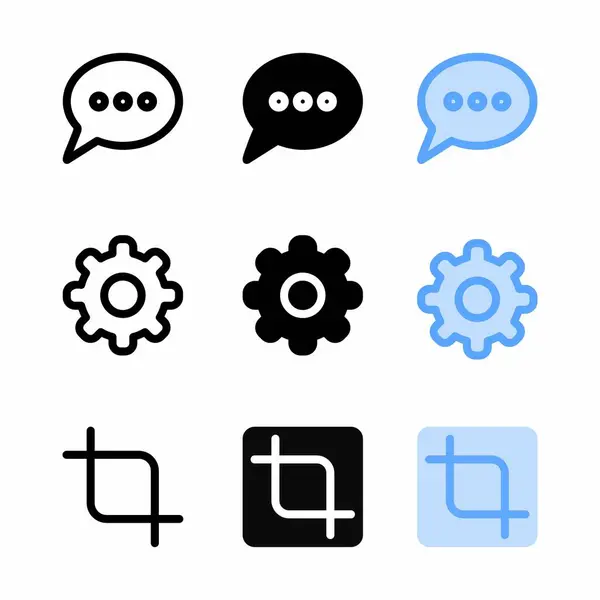 ウェブサイトとユーザーインターフェースのための3つのスタイルでコメントアイコン — ストックベクタ