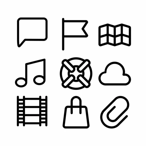 Interface Icon Set Mit Umrissstil Für Die Präsentation — Stockvektor