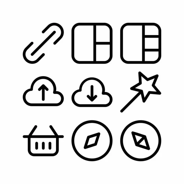Interface Icon Set Mit Umrissstil Für Poster — Stockvektor