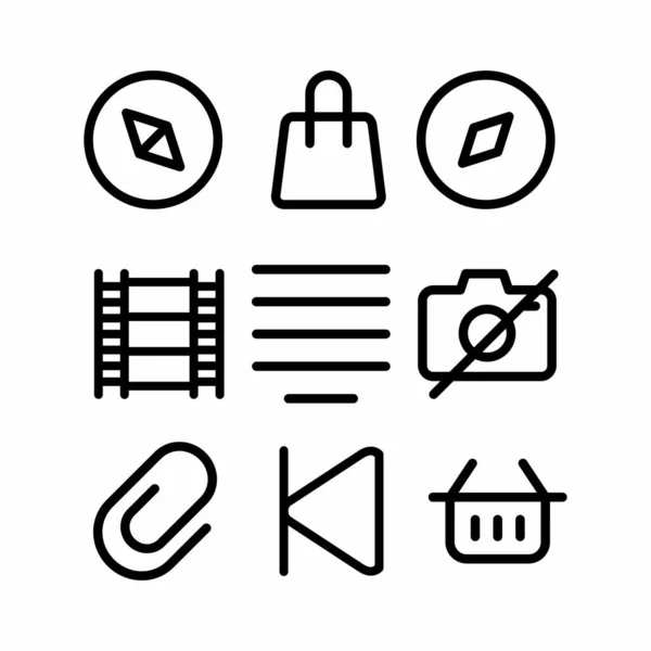 Essentials Icon Set Outline Style Presentation Poster — Stockvector