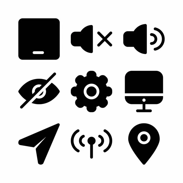 Icône Interface Utilisateur Définie Avec Style Glyphe Pour Présentation Bannière — Image vectorielle
