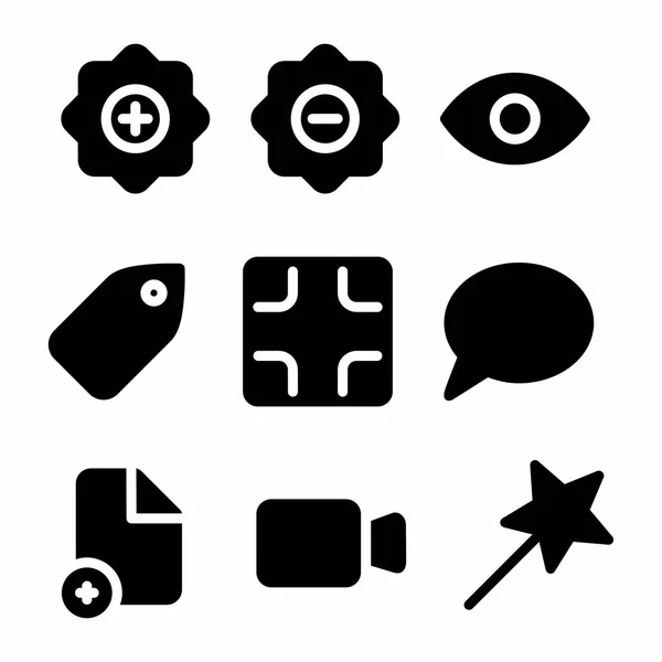 Basic Icon Set Glyph Style Presentation Banner — Stockvector