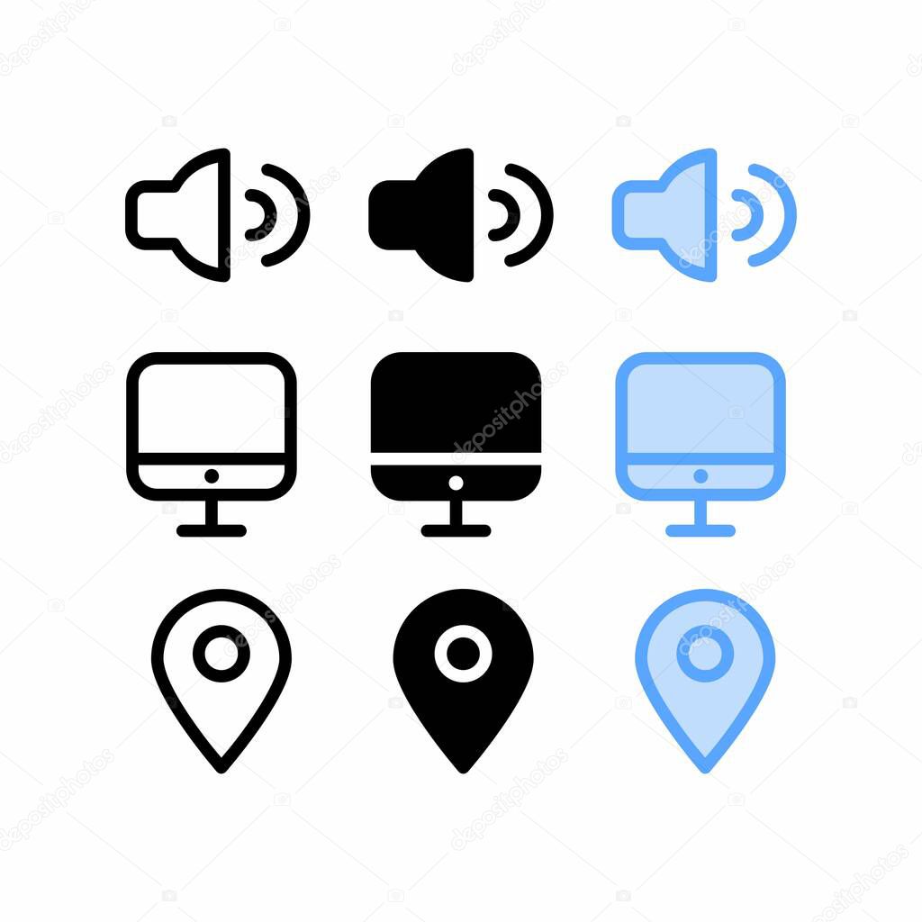 audio icon with three style for website and user interface